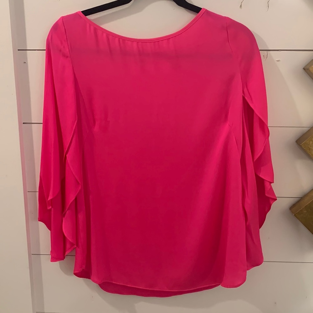 Milly hot pink stretchy silk top with low cut back.  Beautiful!